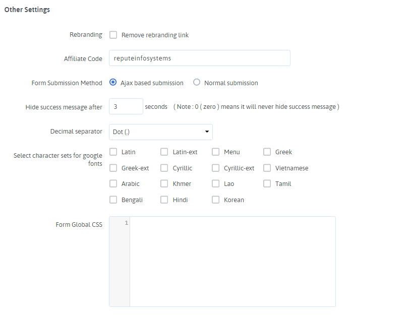 Other Options Setting