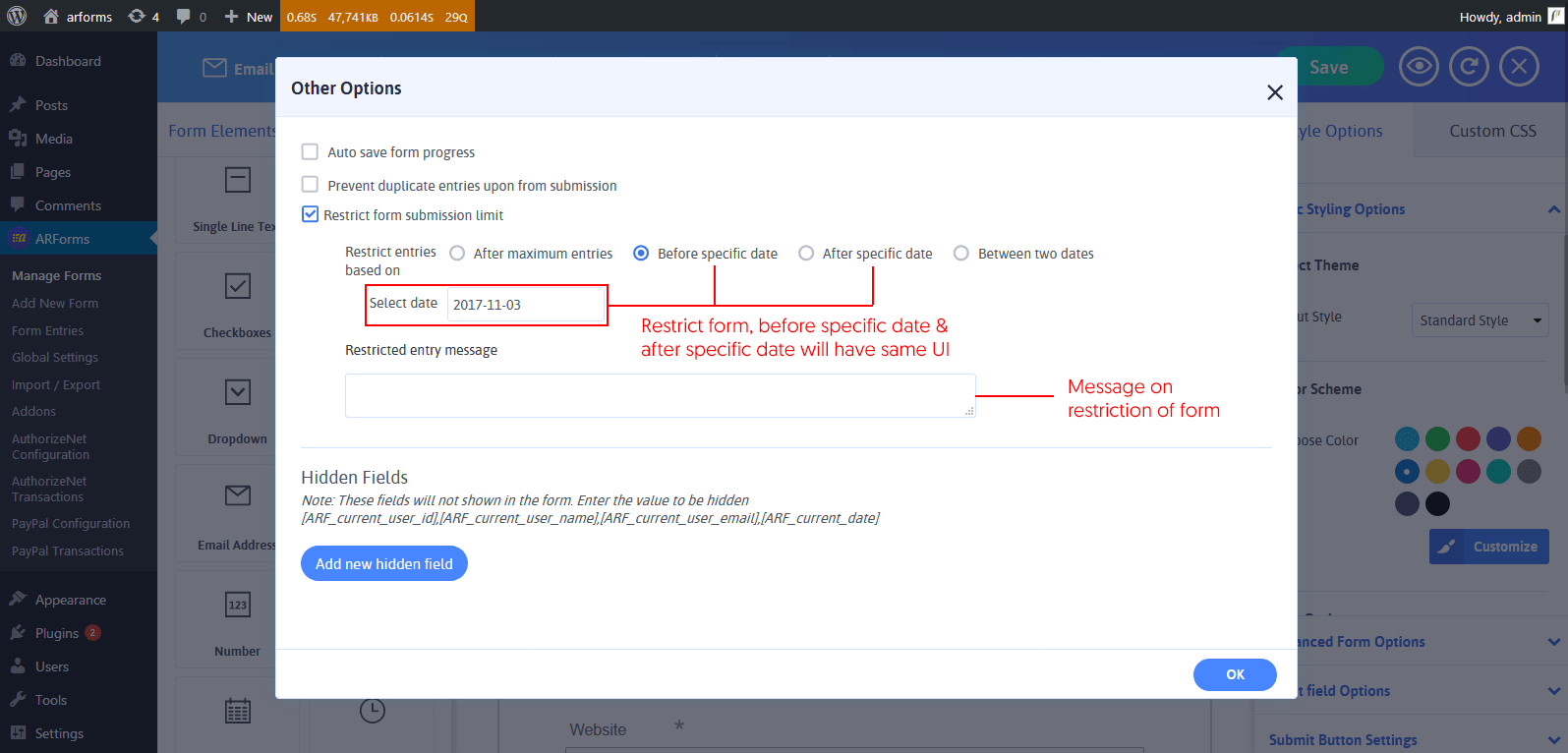 Restrict Entry Before Specific date