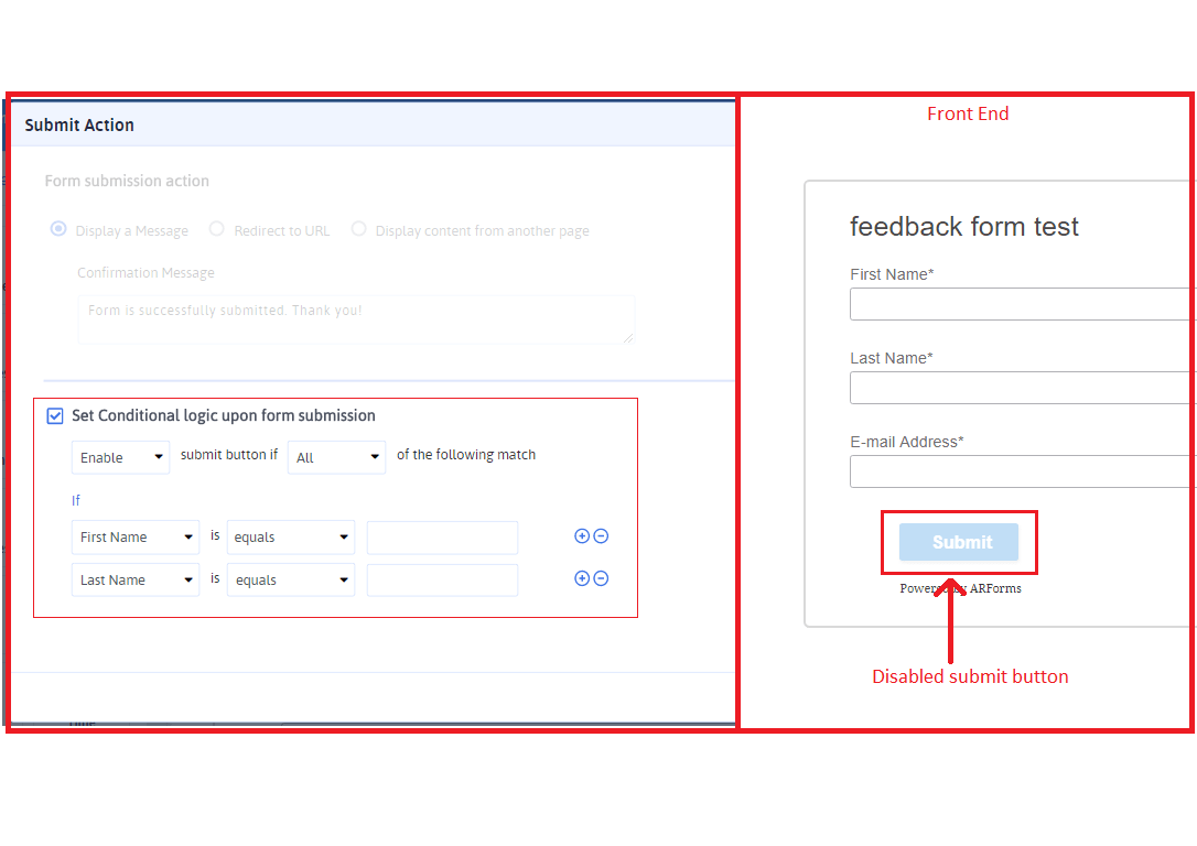Set Conditional Logic for Submit Button
