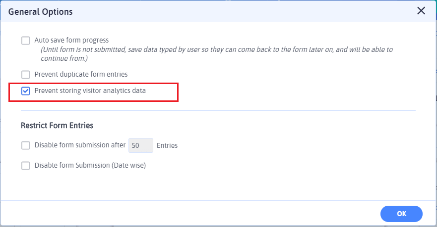ARForms GDPR - Prevent Analytics