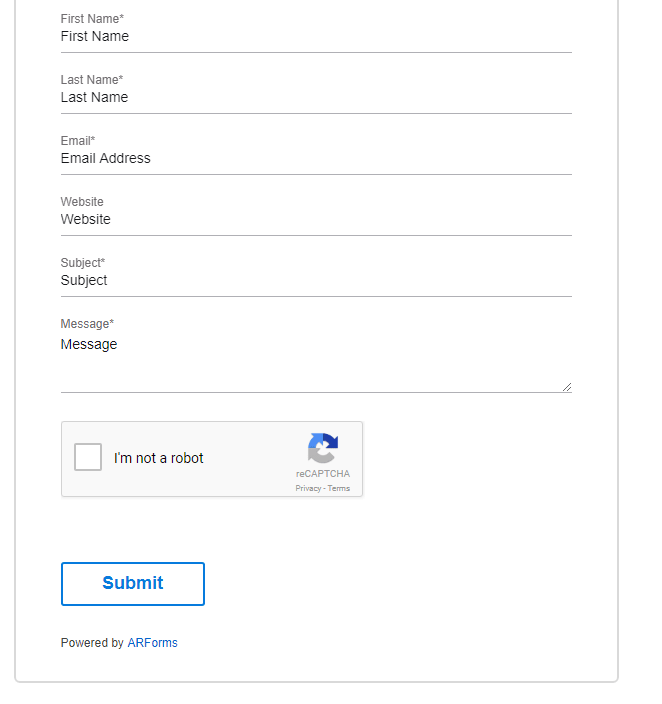 ARFoms Google reCaptcha - Front Field