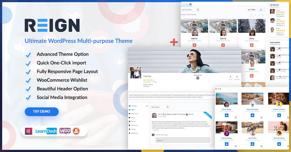 Reign BuddyPress Theme - WordPress Multi-purpose themes