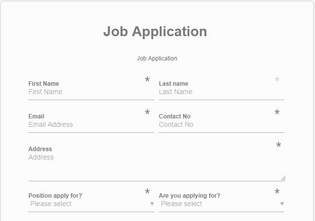 Job Application Form Using ARForms