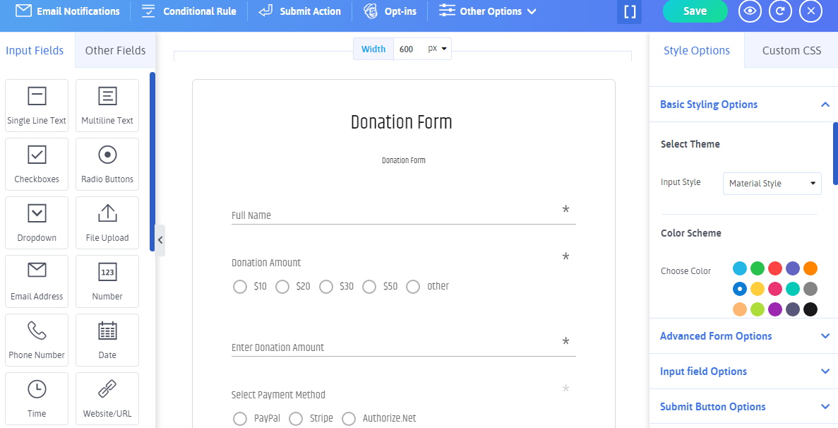 Create A Donation Form