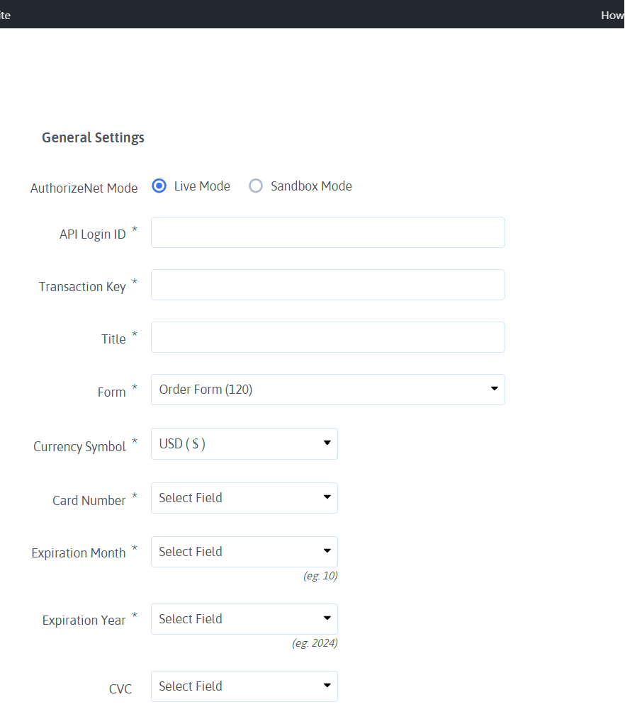 Authorize.net - General-Settngs