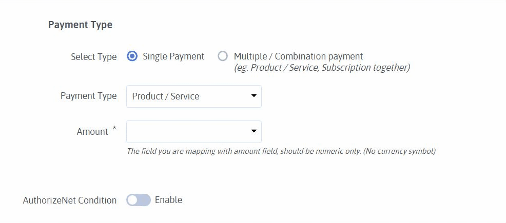 Authorize.net - Payment Type