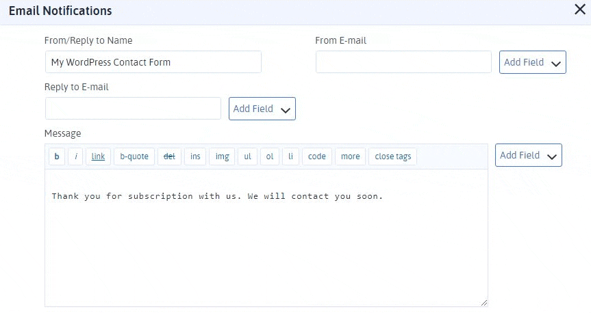 Email Message Add Field