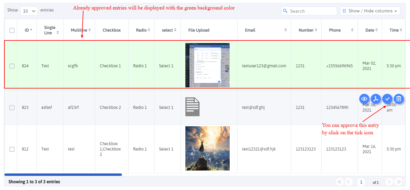 Front End Entries View - Best WordPress Form Builder Plugin - ARForms
