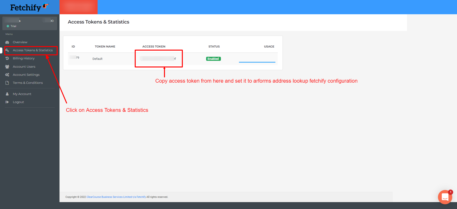 ARFoms Address Lookup- Fetchify Adress Lookup Access Token