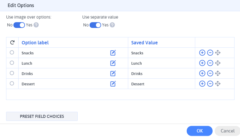 Radio Buttons in form