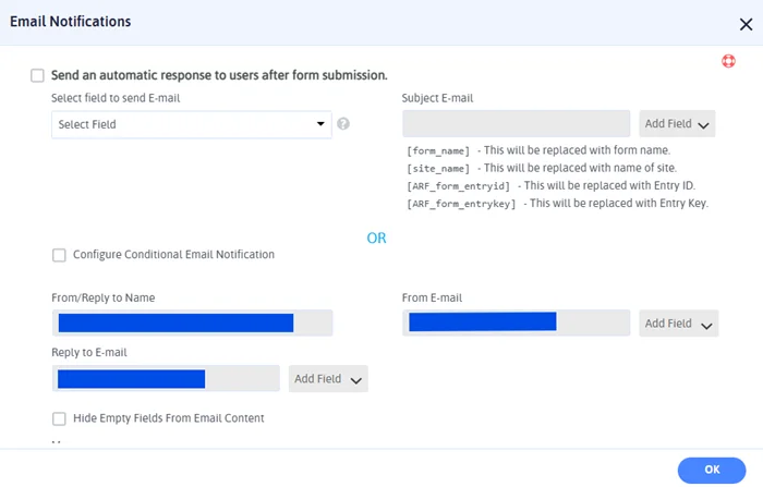 Configure Email Notifications in ARForms