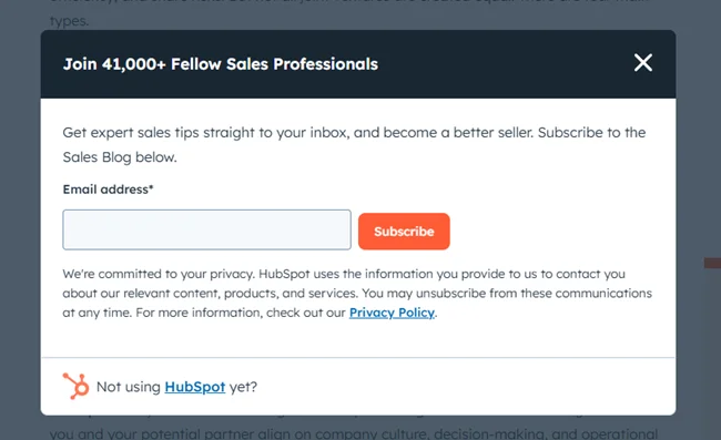 Email Newsletter subscription form
