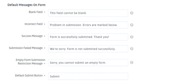 Edit Default Form Messages - ARForms