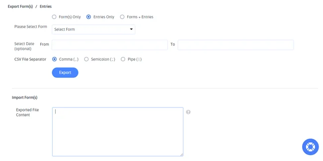 Import - Export Forms with a Free Form Generator
