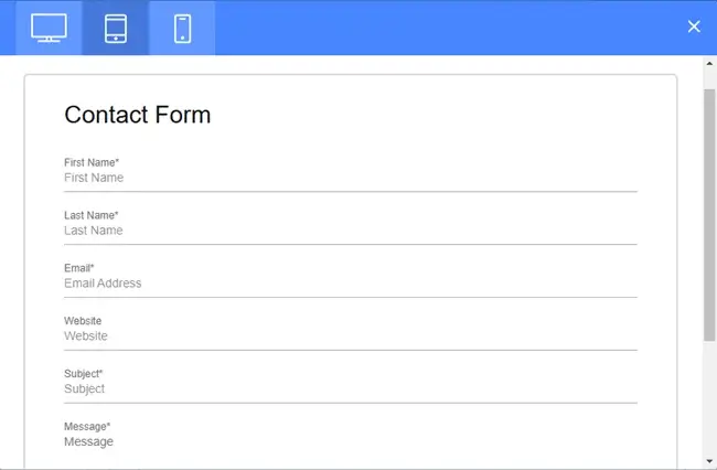 single column Contact Form