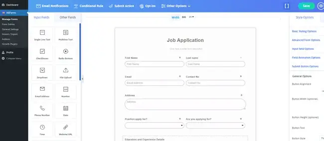 ARForms with 33+ advanced and basic field types and quick live preview