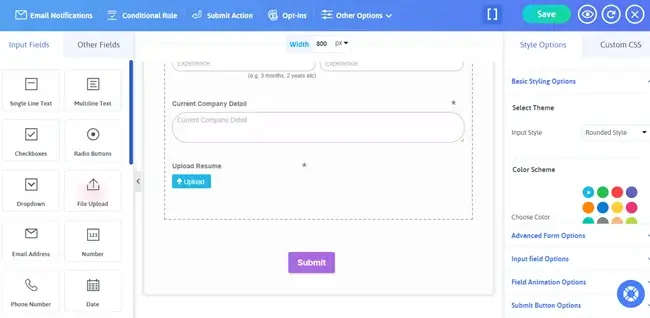 Add a File Upload Field and Any Other Required Fields