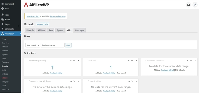 affiliatewp dashboard