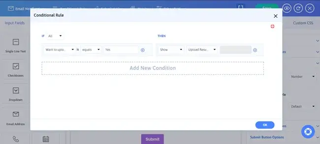 set conditional logic on different fields