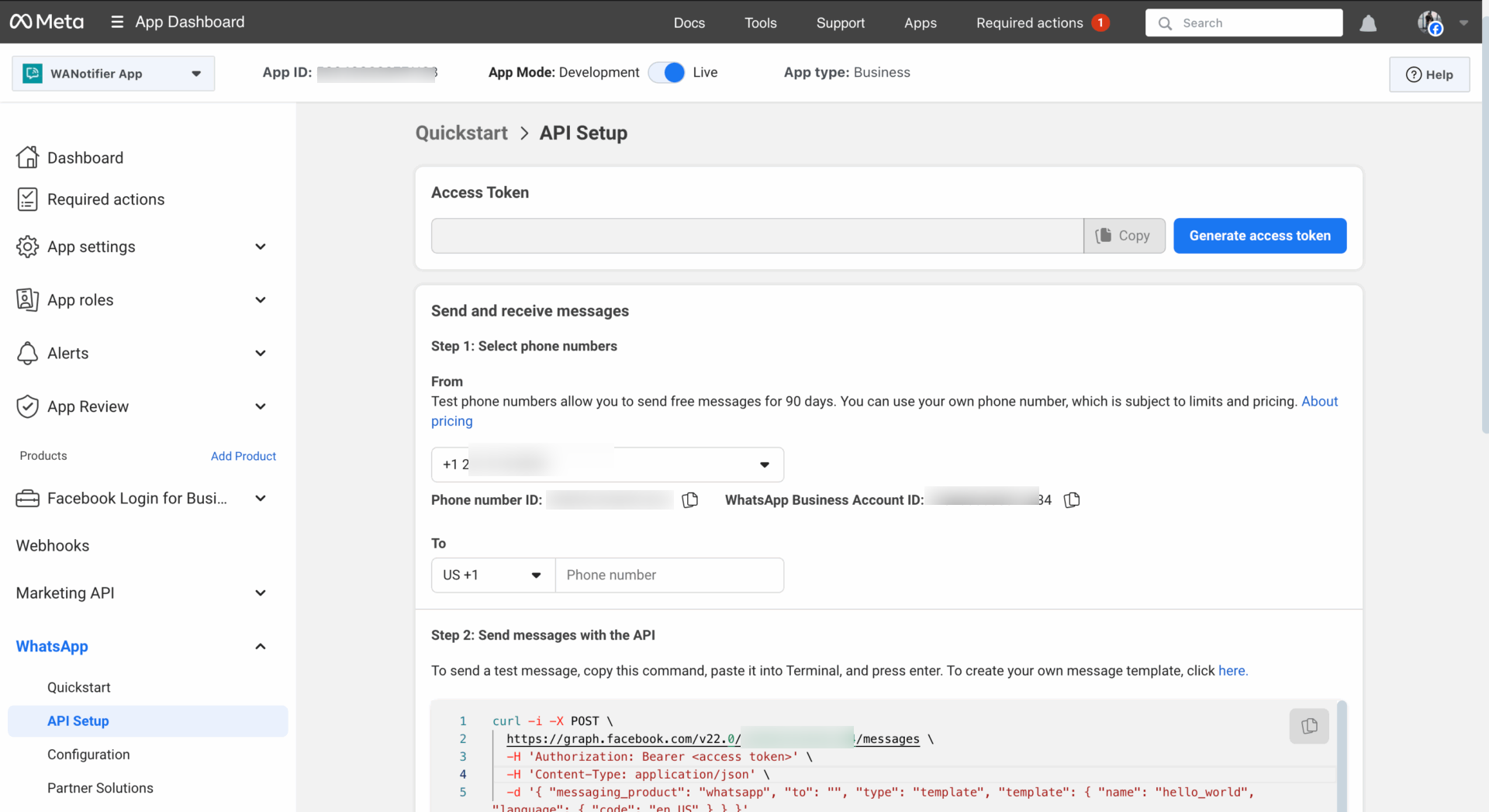 WhatsApp Business API Credentials