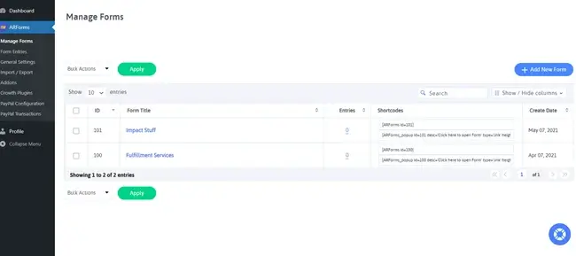 Go to ARForms → Manage Forms → Add New Form