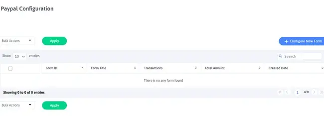 PayPal Configuration → Configure New Form