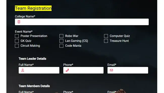 Team or Sports Registration Form Template