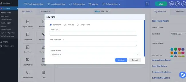 add new form