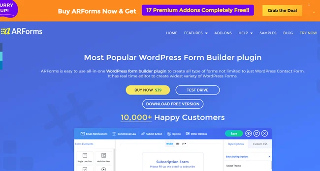arforms plugin with sms notifications features