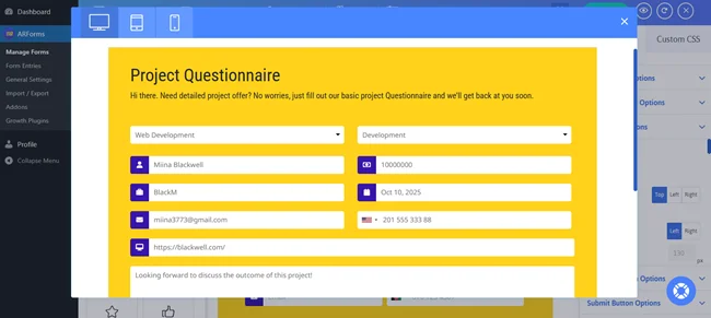 test your questionnaire forms