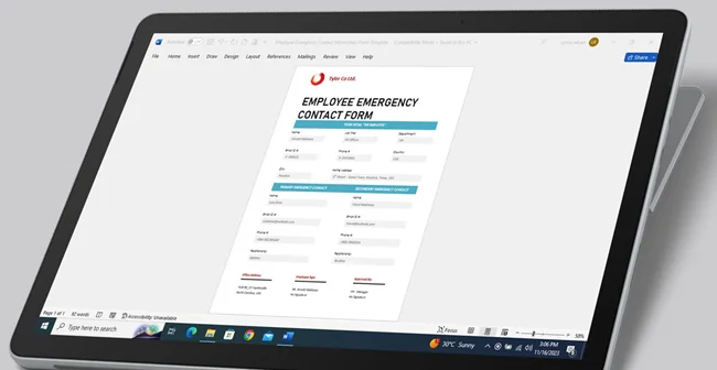 emergency contact information form