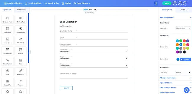 creating lead generation form