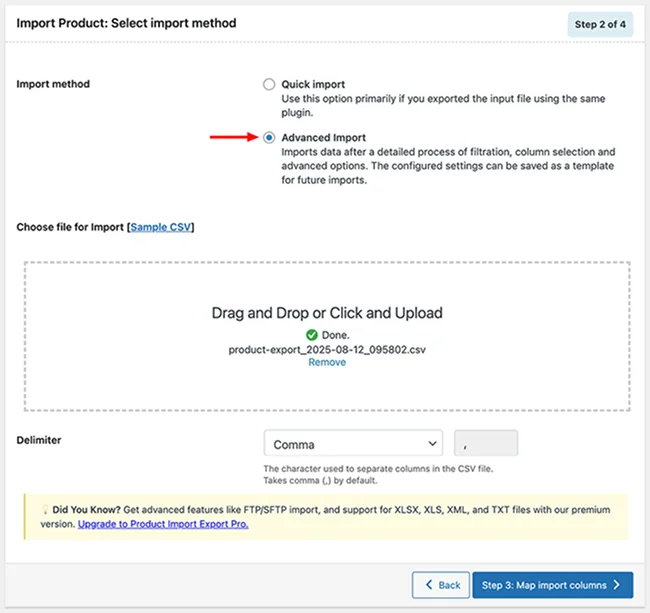 select import method