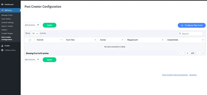 click on configure new form