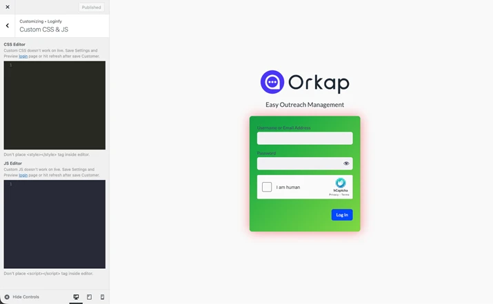 custom css and js for wordpress login page