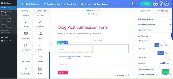 design blog post submission form