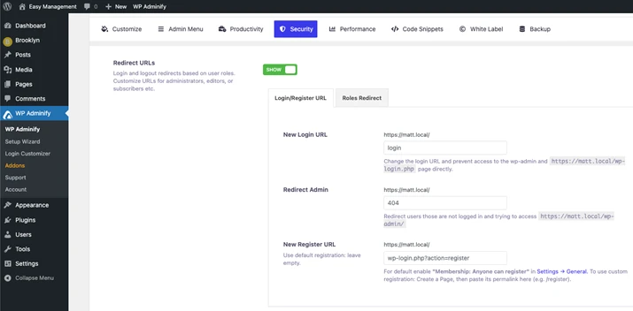 login url change in wordpress