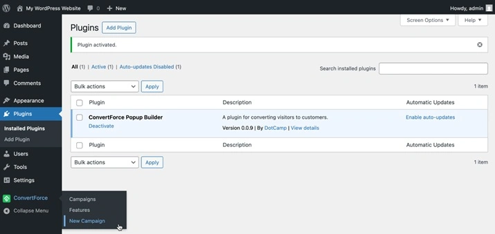 activate plugin in your website