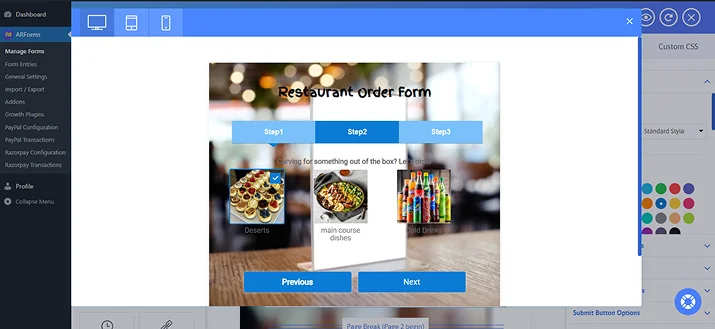 preview form of step 2