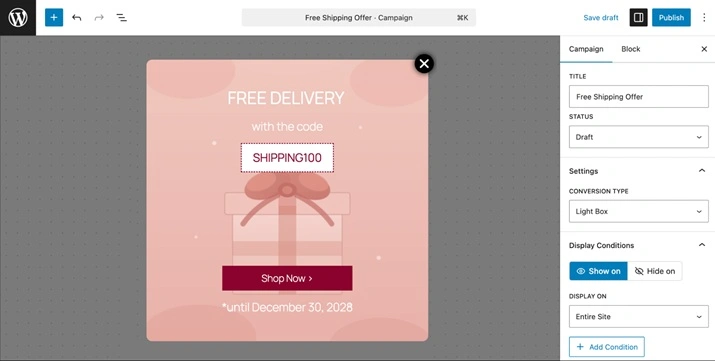 publish popup