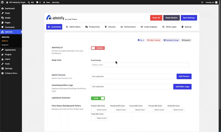 WP Adminify Modern UI template