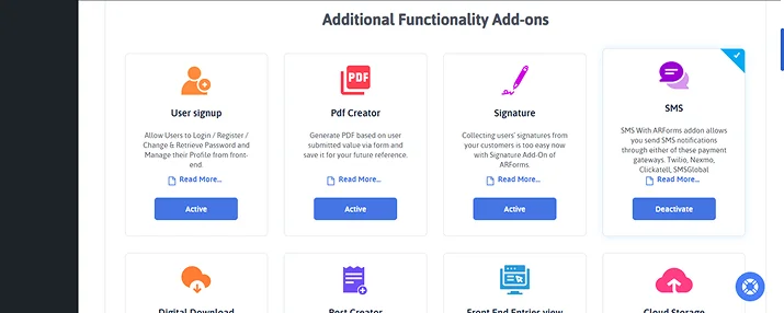 additional addons in arforms