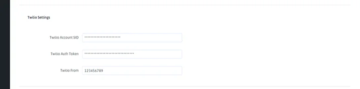twilio settings