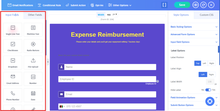 add an expense details section