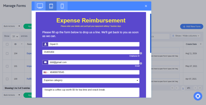 add form to website