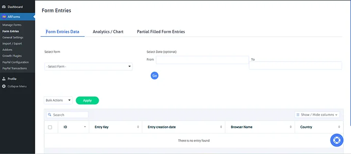 form entries