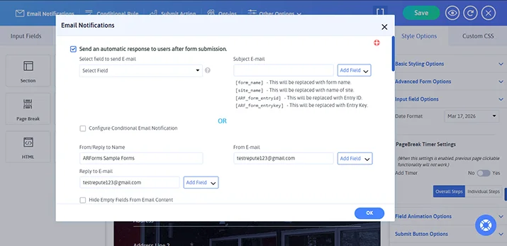 form submission auto response