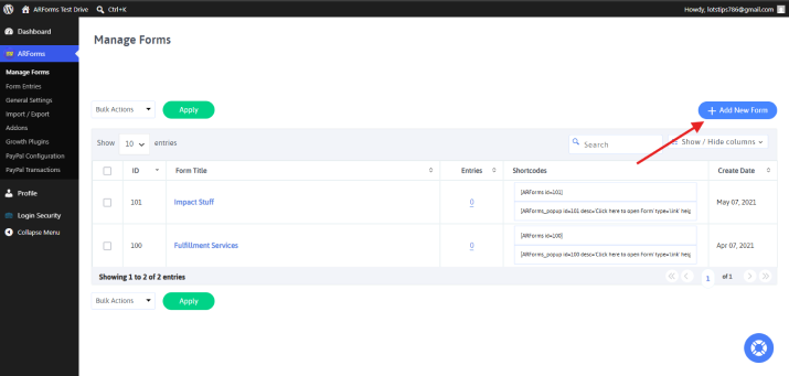 manage form
