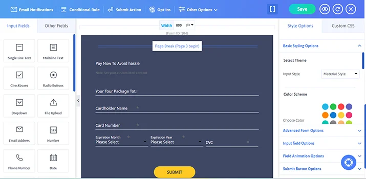 payment form