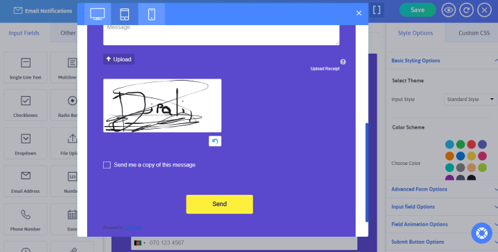 signature option
